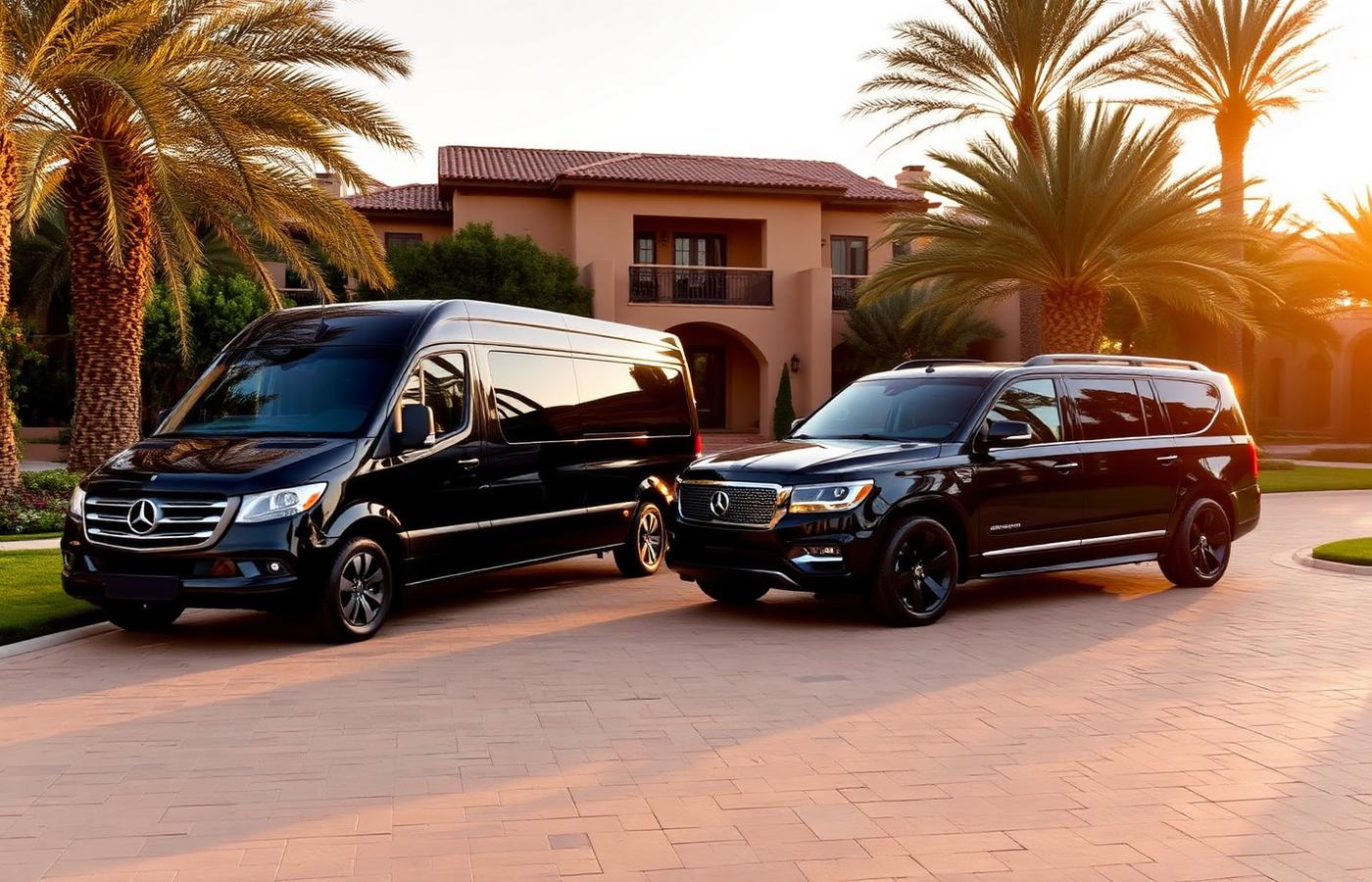 Luxury chauffeur vehicles at a Marrakech villa